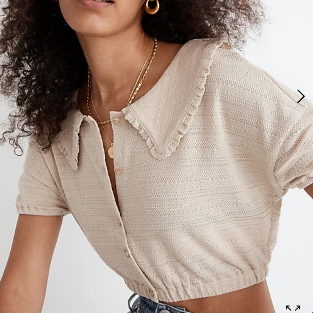 NWOT Madewell Ruffle-Collared Crop Top